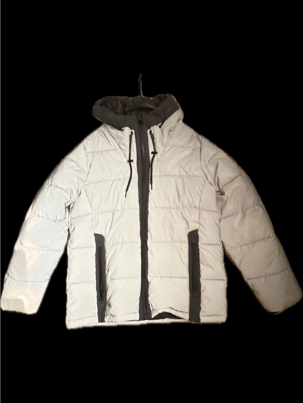 GUESS Reflective Quilted Puffer Jacket - Silver Gray - Picture 2 of 6